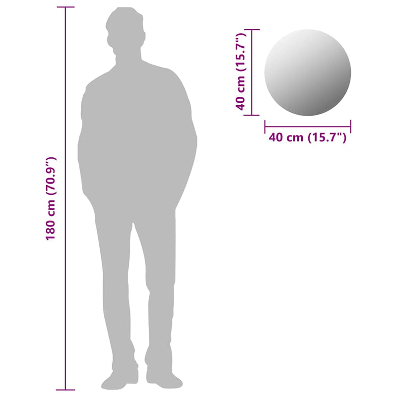 Oglindă de perete, 40 cm, sticlă, rotundă