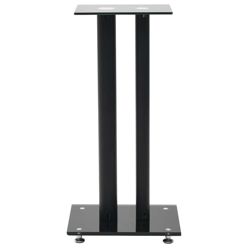 Standuri boxe 2 buc, sticlă securizată, design 2 coloane, negru