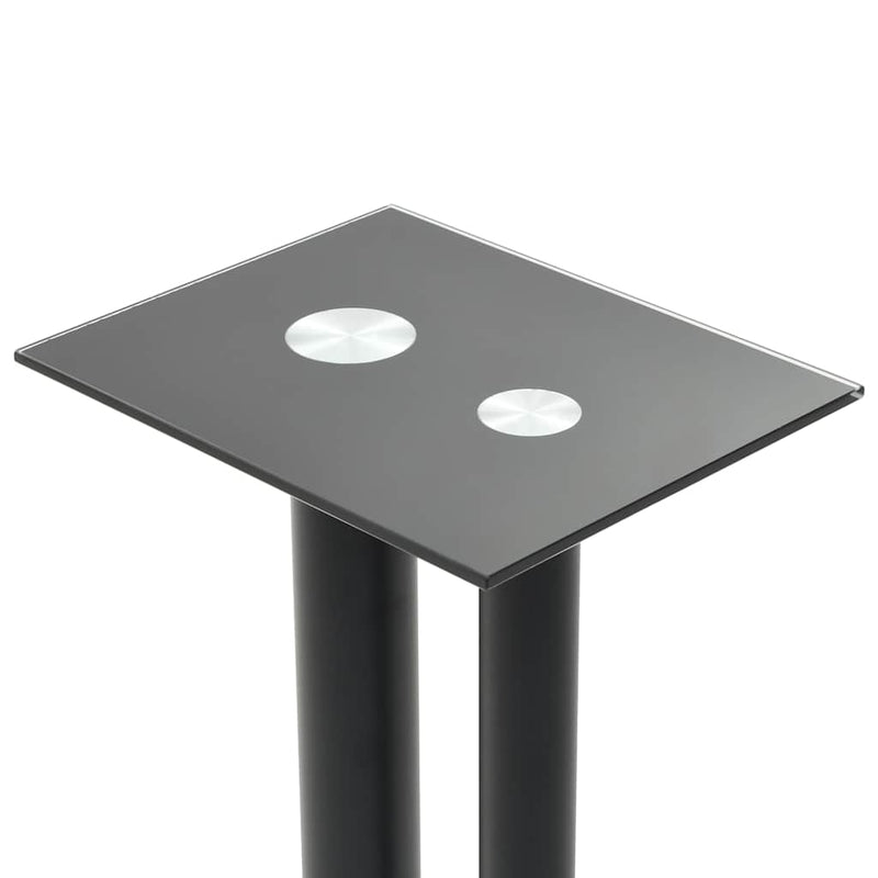 Standuri boxe 2 buc, sticlă securizată, design 2 coloane, negru