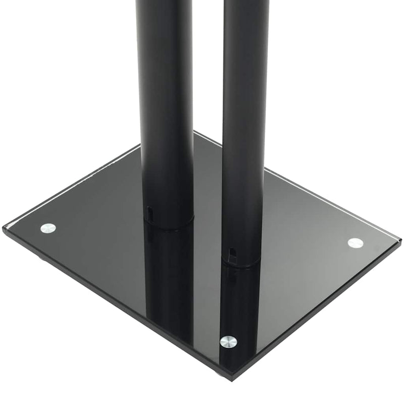 Standuri boxe 2 buc, sticlă securizată, design 2 coloane, negru