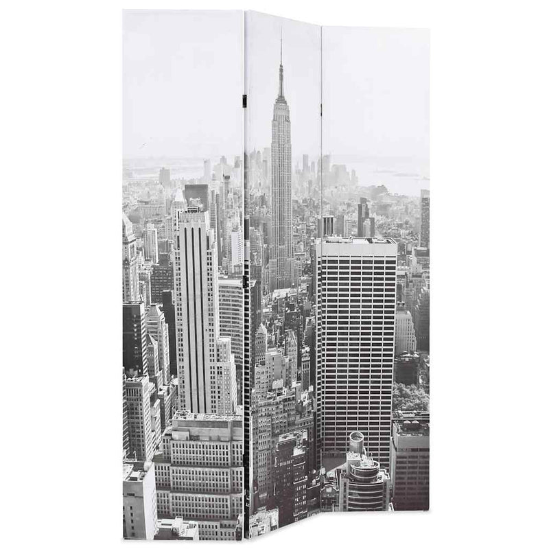 Paravan cameră pliabil, 120x170 cm, New York pe zi, alb/negru