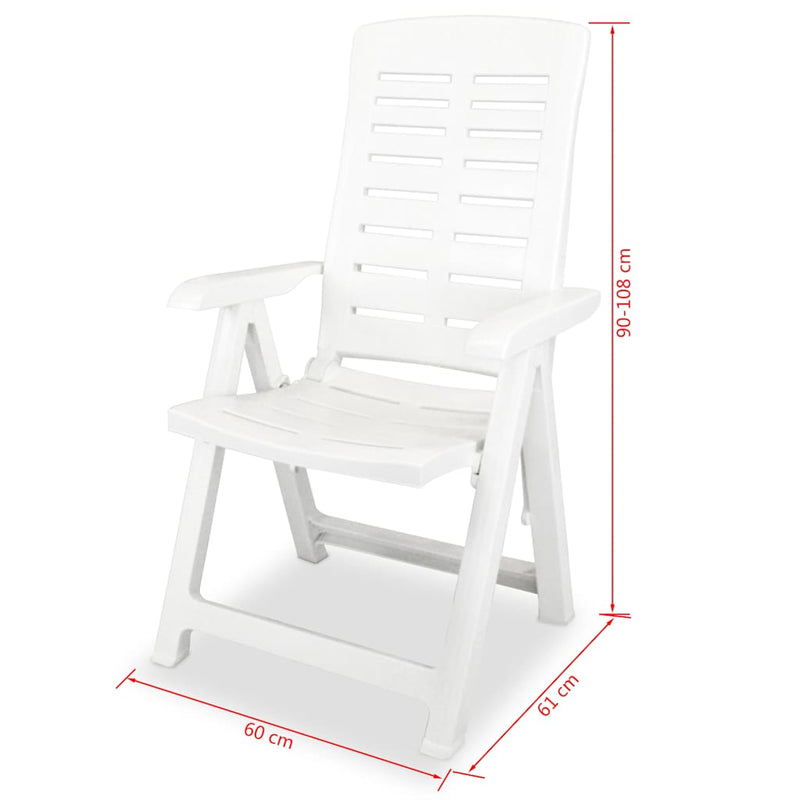 Scaune pliabile rabatabile, 2 buc., plastic, alb