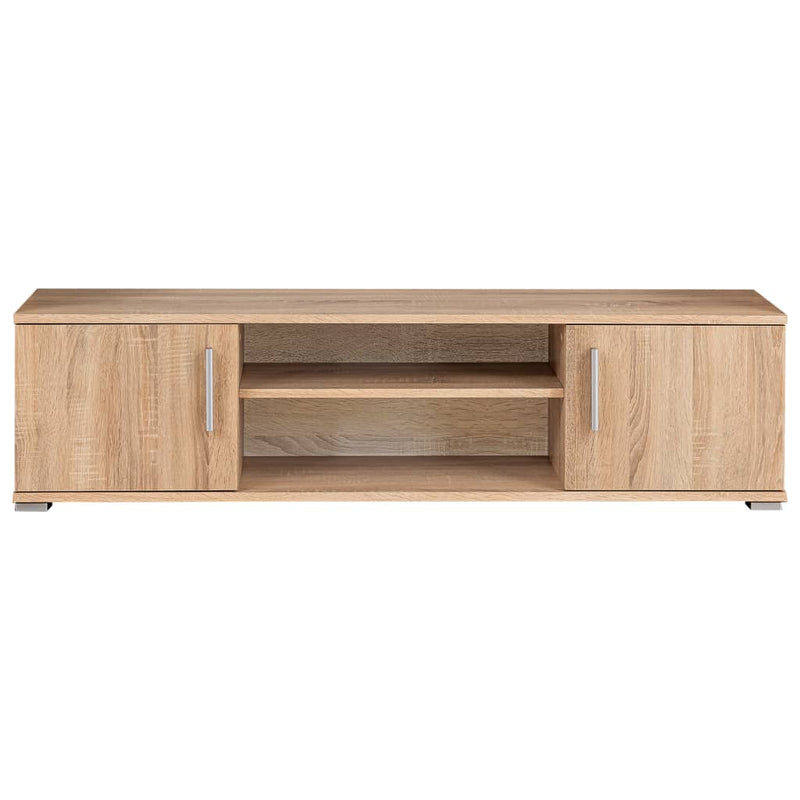 Mobilă de perete cu spațiu TV, iluminare LED, stejar sonoma
