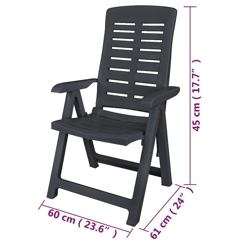 Scaune pliabile rabatabile, 6 buc., plastic, antracit