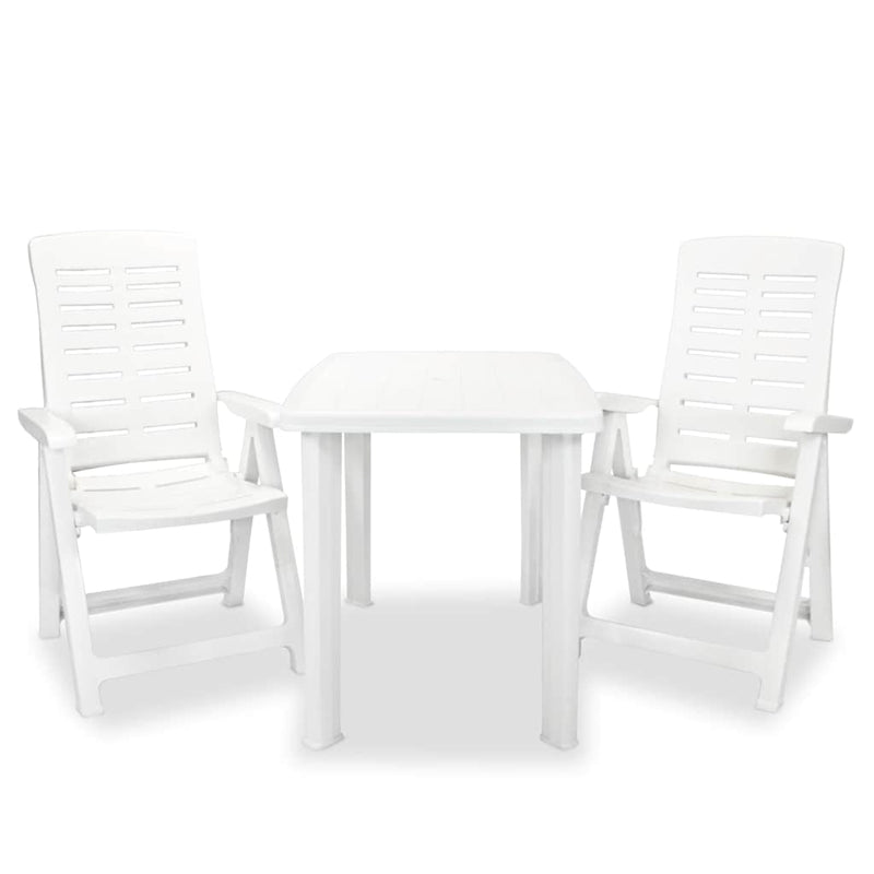 Set mobilier bistro, 3 piese, alb, plastic