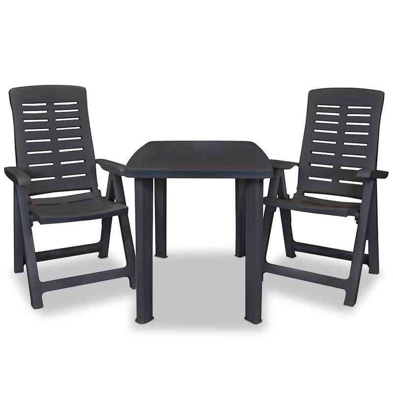 Set mobilier bistro, 3 piese, antracit, plastic