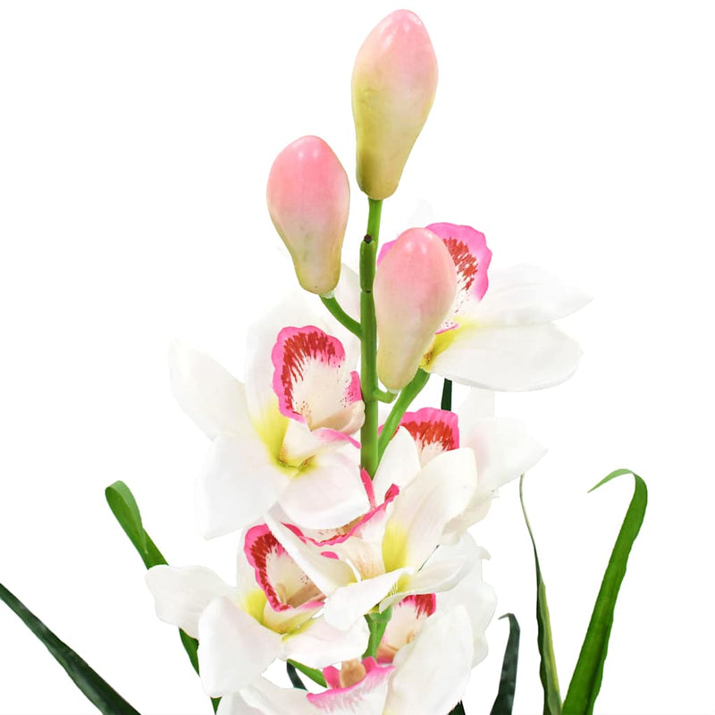 Plantă artificială Orhidee Cymbidium cu ghiveci 100 cm verde