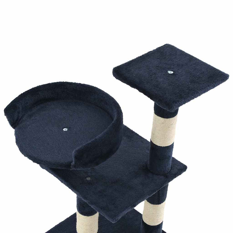 Ansamblu pentru pisici, stâlpi din funie sisal, 65 cm, albastru