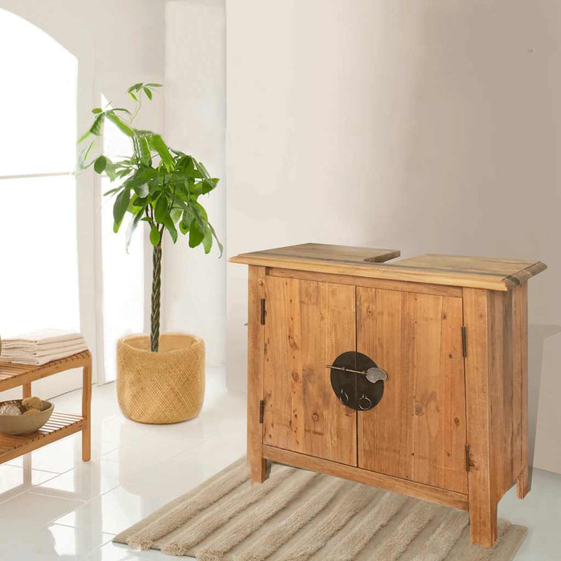 Set mobilier de baie, lemn masiv de pin