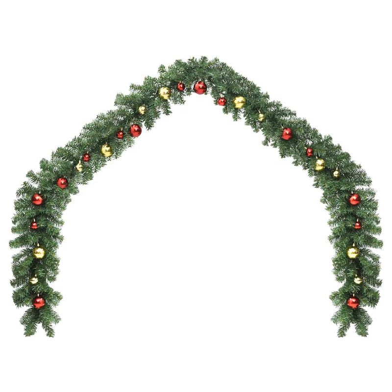 Ghirlandă de Crăciun decorată cu globuri și lumini LED, 5 m
