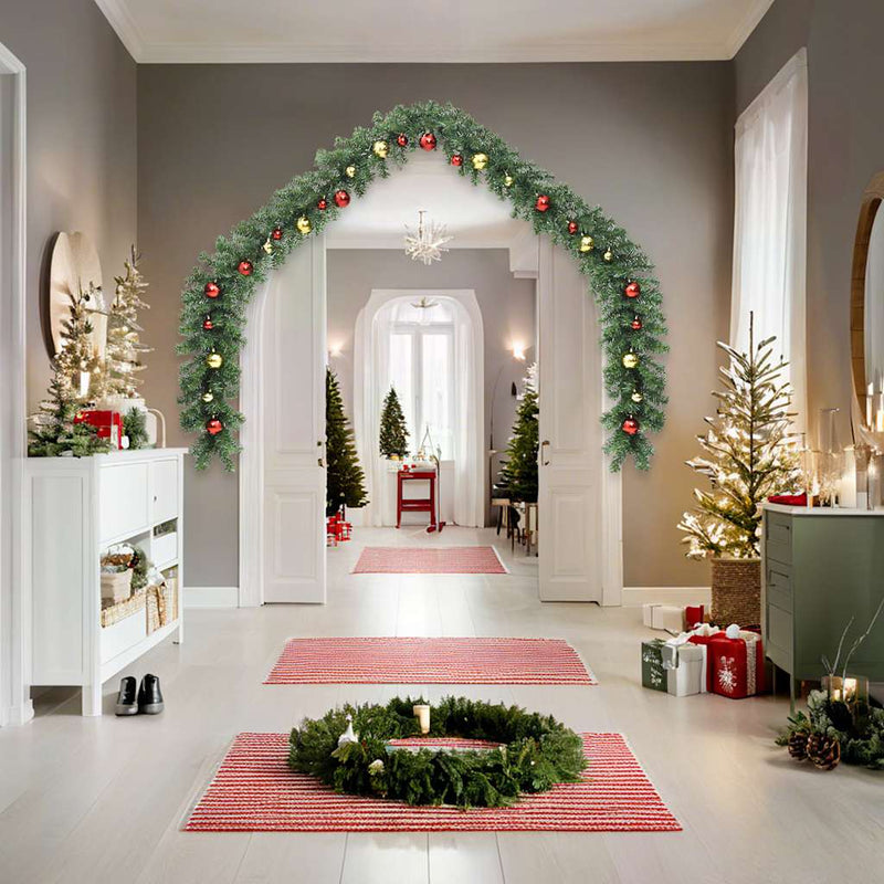 Ghirlandă de Crăciun decorată cu globuri și lumini LED, 10 m
