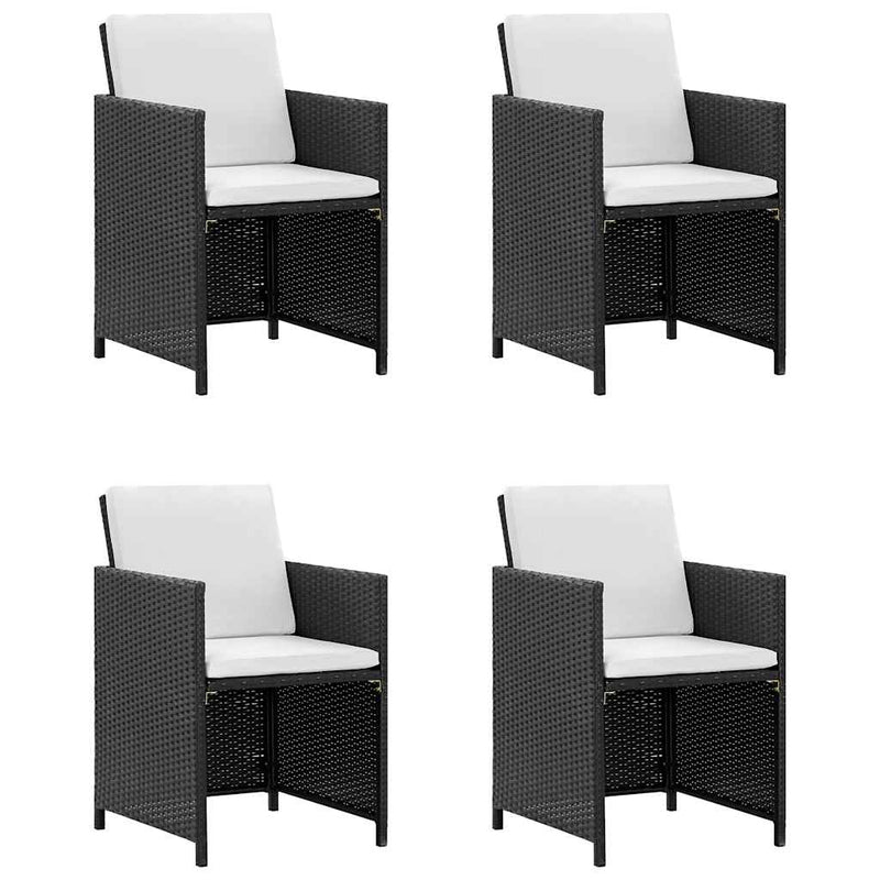 Set mobilier de exterior cu perne, 5 piese, negru, poliratan