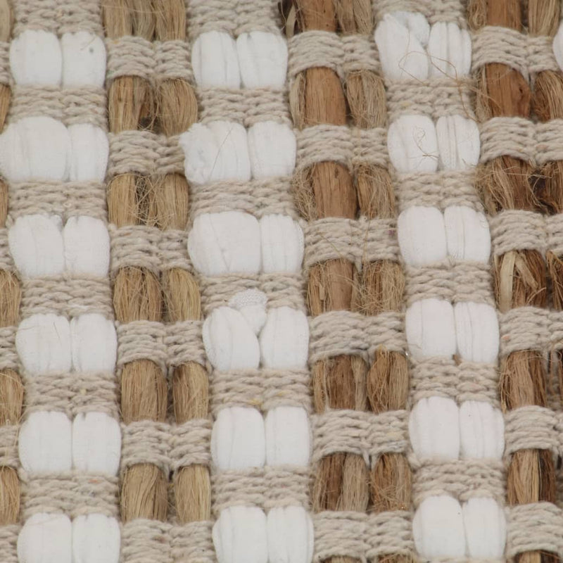 Set covoraș de baie lucrat manual, natural și alb, iută textil