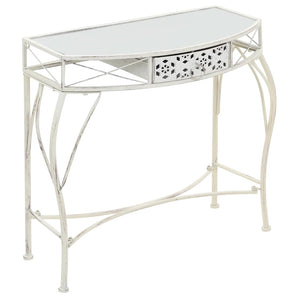 Masă laterală stil franțuzesc, alb, 82 x 39 x 76 cm, metal
