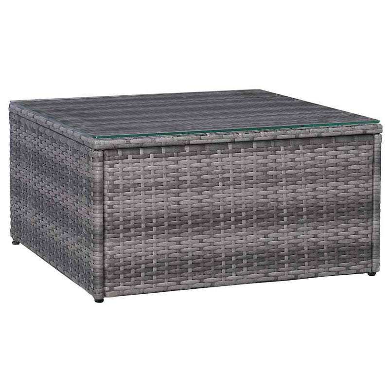 Set canapea de grădină cu perne, 7 piese, gri, poliratan