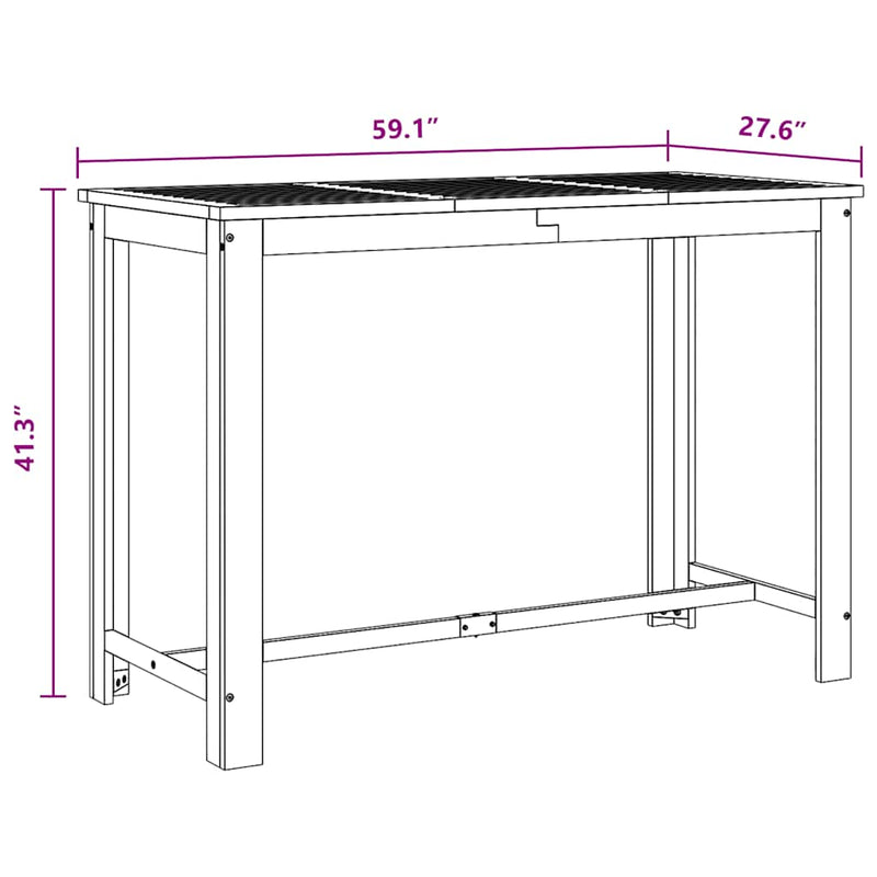 Masă de bar, lemn masiv de acacia, 150 x 70 x 105 cm