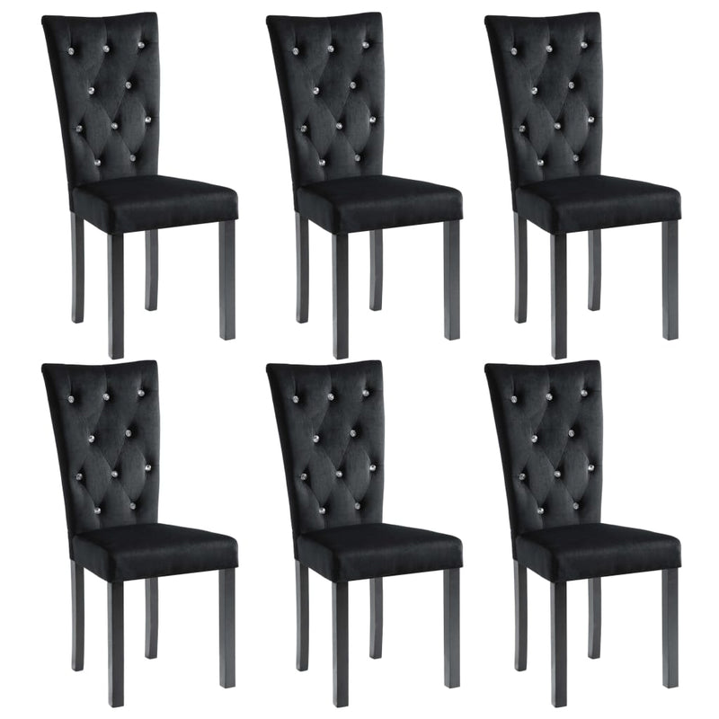 Scaune de sufragerie, 6 buc, negru, catifea