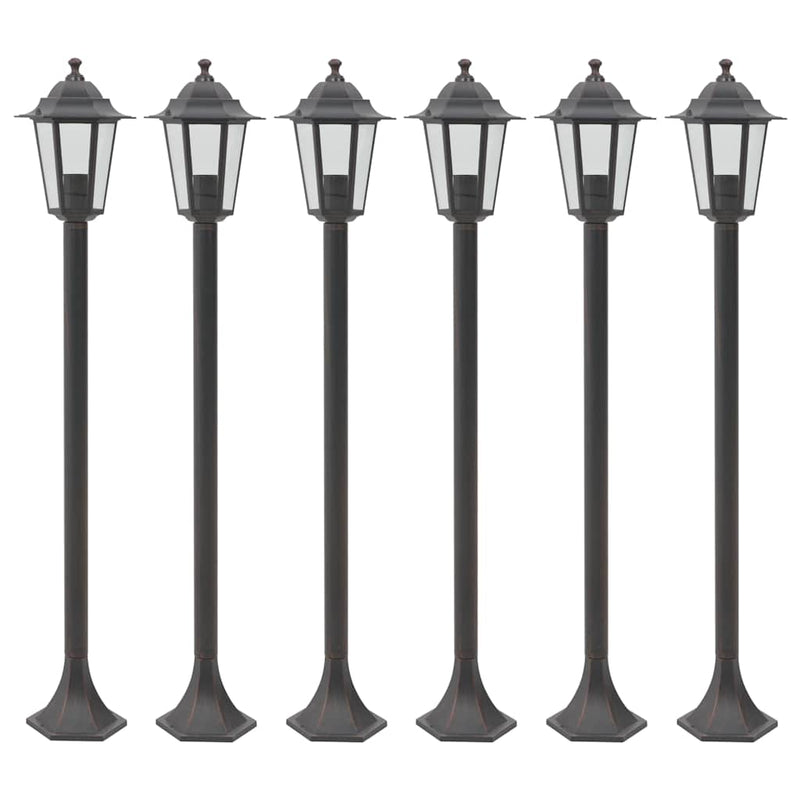 Stâlp iluminare grădină, 6 buc., bronz, 110 cm, aluminiu, E27