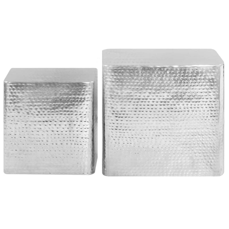 Măsuțe de cafea, 2 buc., argintiu, aluminiu