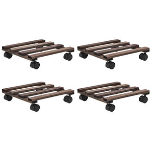 Suport cu role pentru plante, 4 buc., 25x25 cm, lemn de cedru