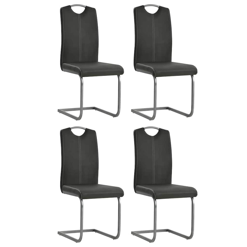 Scaune de bucătărie cantilever, 4 buc., gri, piele ecologică