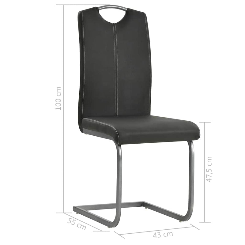 Scaune de bucătărie cantilever, 4 buc., gri, piele ecologică