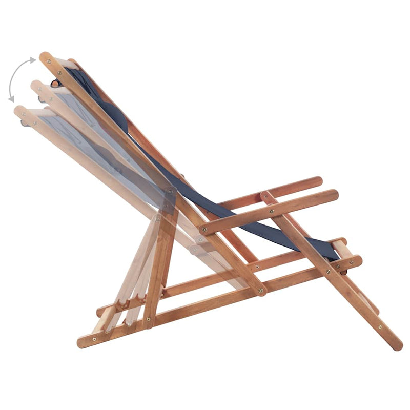 Scaun pliant din material textil și cadru din lemn, albastru