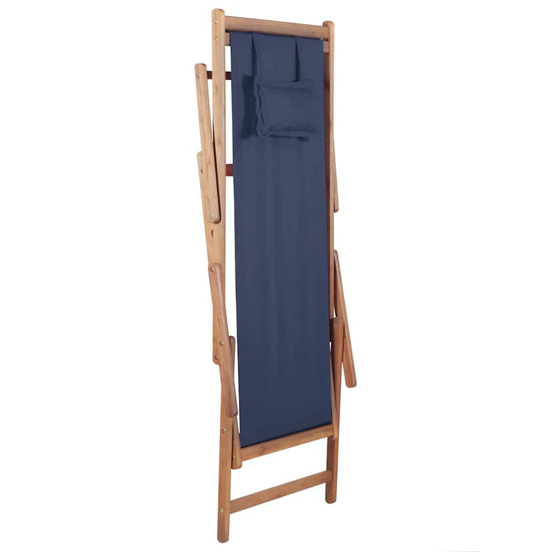 Scaun pliant din material textil și cadru din lemn, albastru