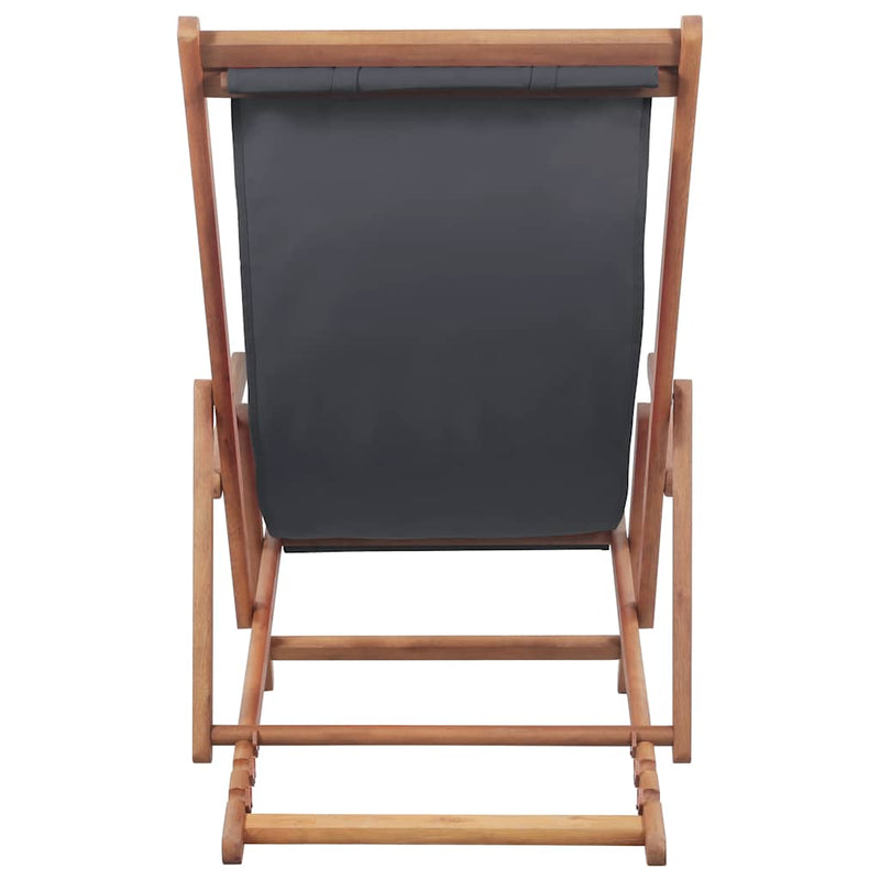 Scaun pliant din material textil și cadru din lemn gri
