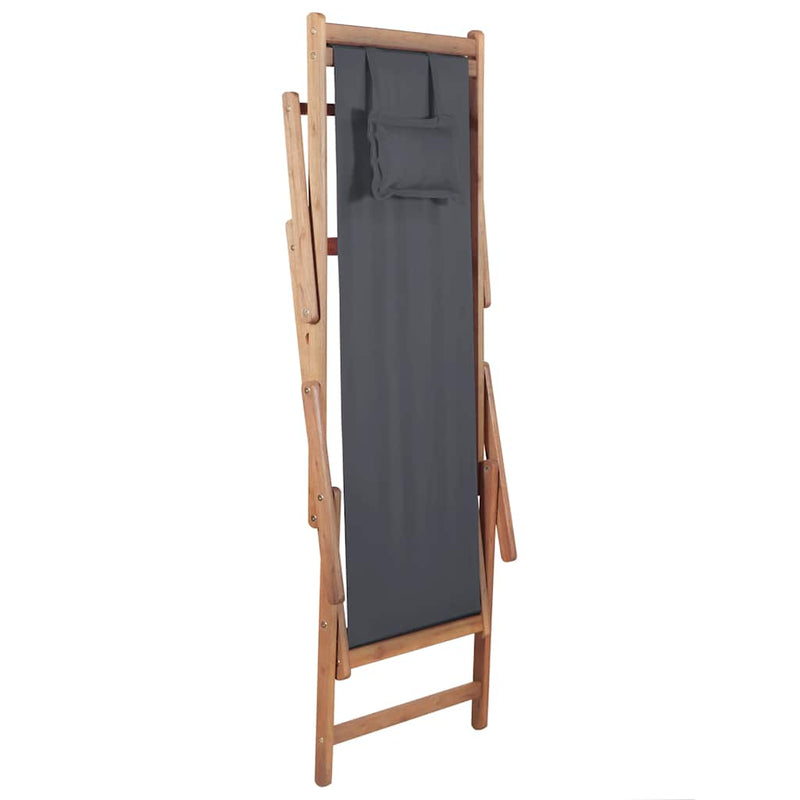 Scaun pliant din material textil și cadru din lemn gri