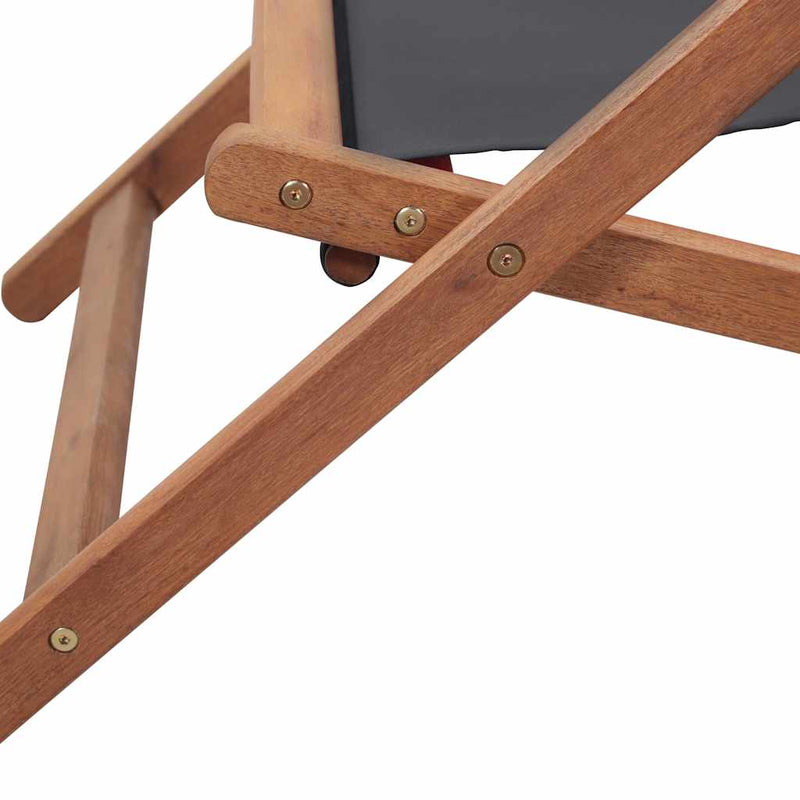 Scaun pliant din material textil și cadru din lemn gri