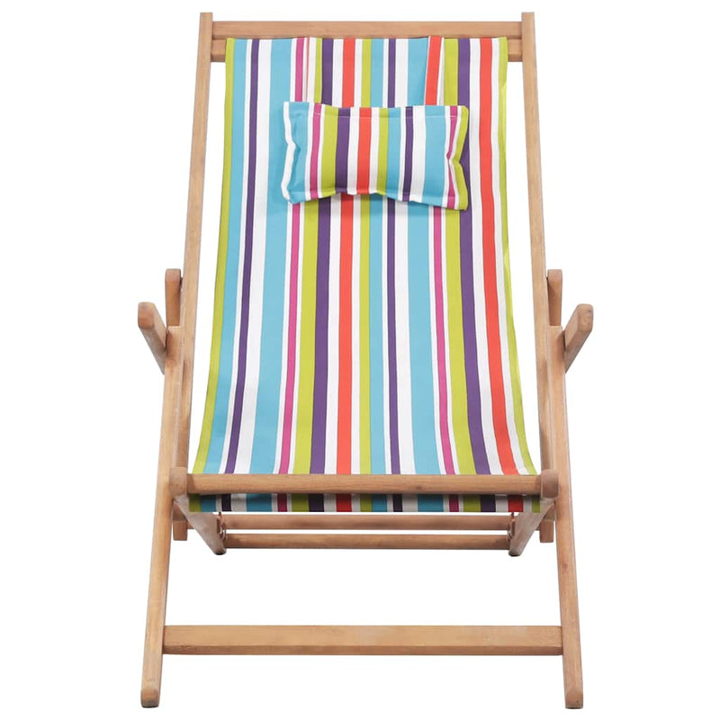 Scaun pliabil din material textil și cadru din lemn, multicolor