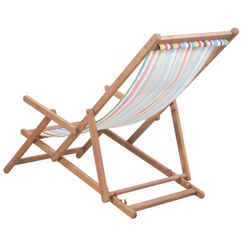Scaun pliabil din material textil și cadru din lemn, multicolor