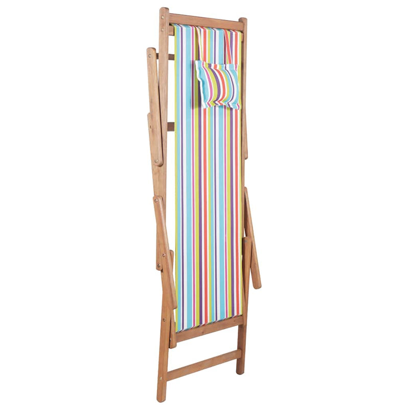 Scaun pliabil din material textil și cadru din lemn, multicolor