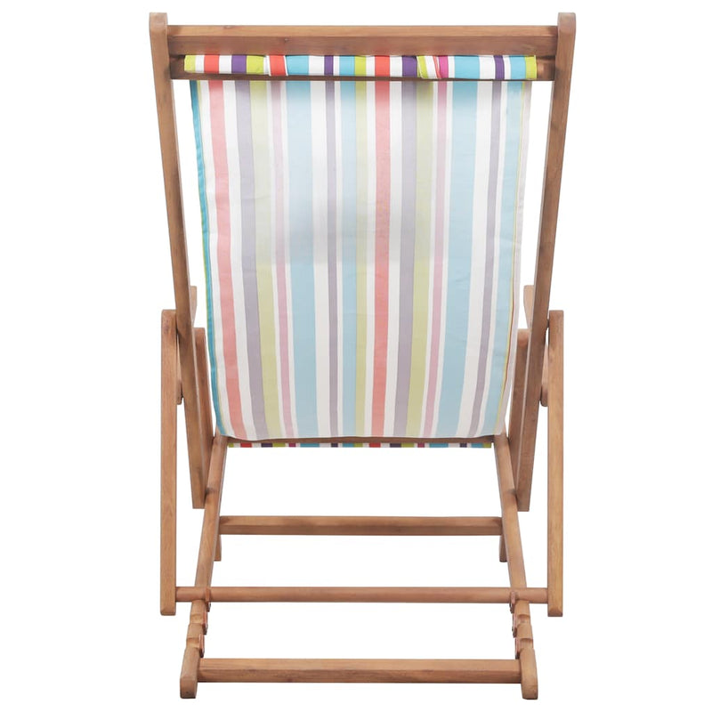 Scaun pliabil din material textil și cadru din lemn, multicolor