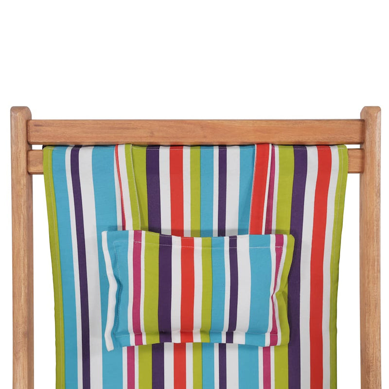 Scaun pliabil din material textil și cadru din lemn, multicolor
