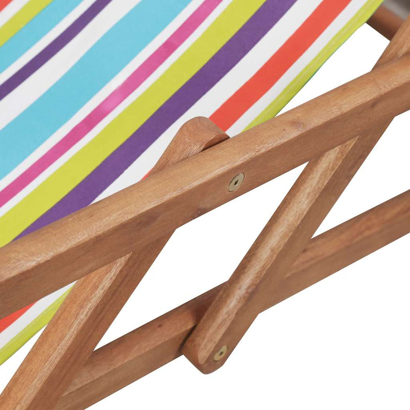 Scaun pliabil din material textil și cadru din lemn, multicolor