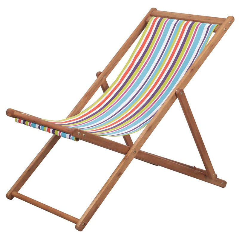 Scaun pliabil din material textil și cadru din lemn, multicolor