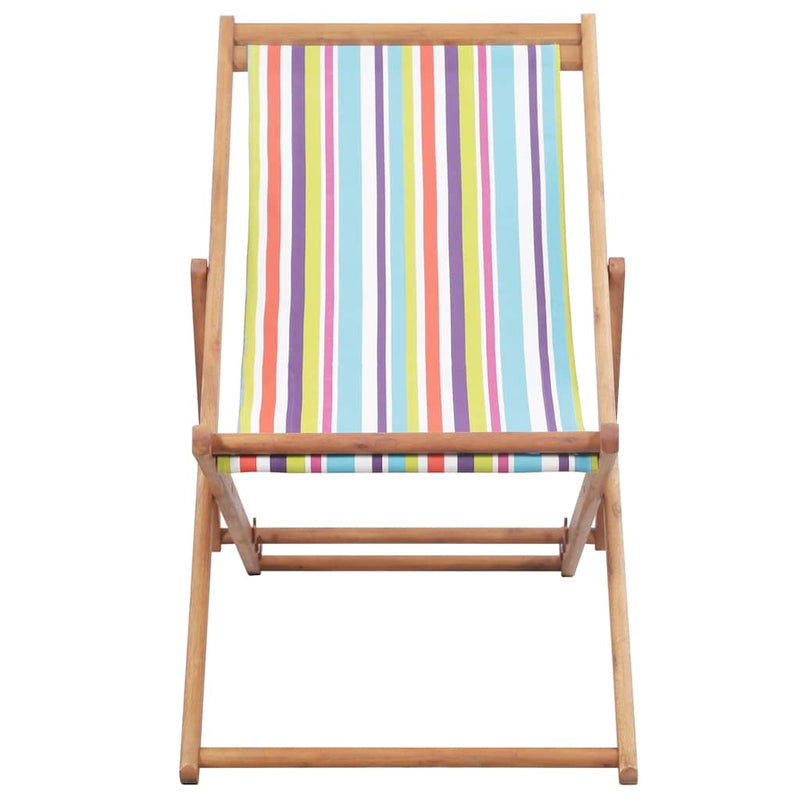 Scaun pliabil din material textil și cadru din lemn, multicolor