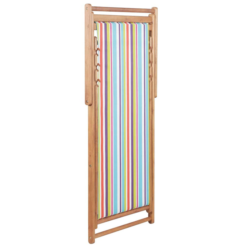 Scaun pliabil din material textil și cadru din lemn, multicolor