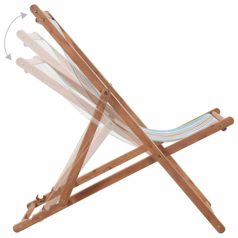 Scaun pliabil din material textil și cadru din lemn, multicolor