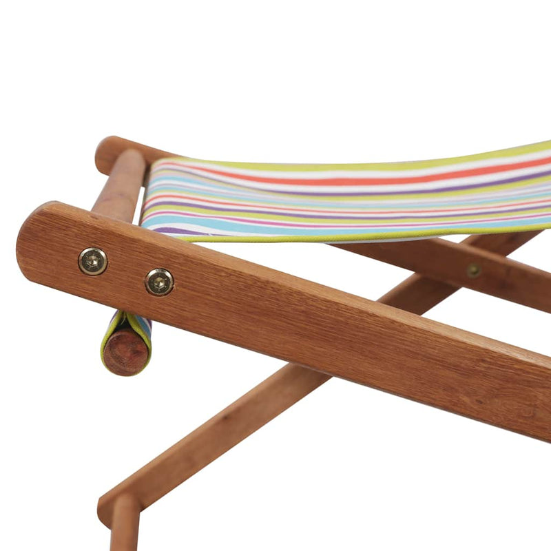 Scaun pliabil din material textil și cadru din lemn, multicolor