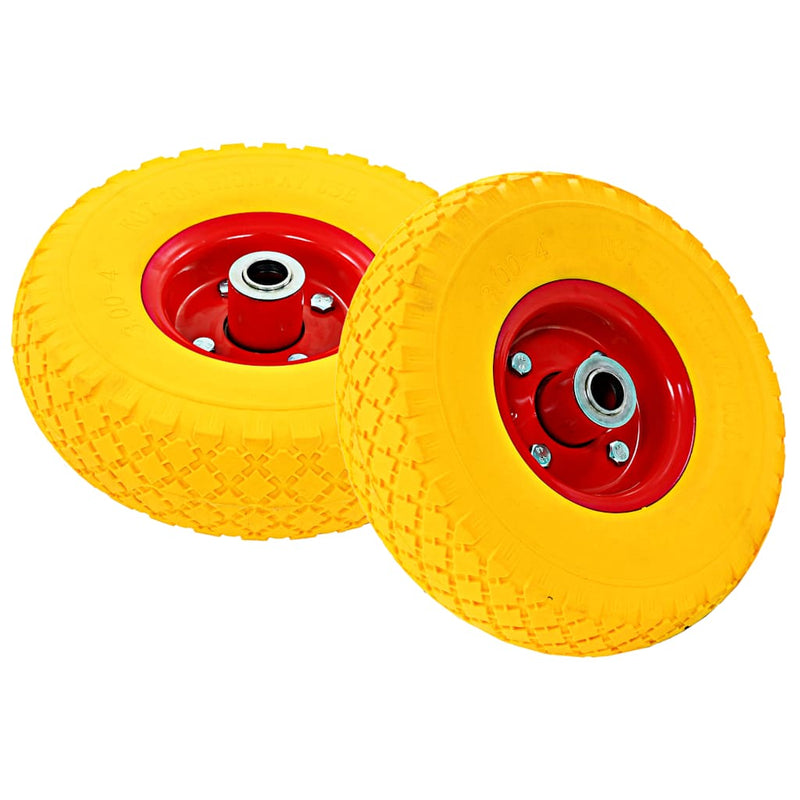 Roți cărucior industrial, 4 buc., PU solid 3.00-4 (245x82)