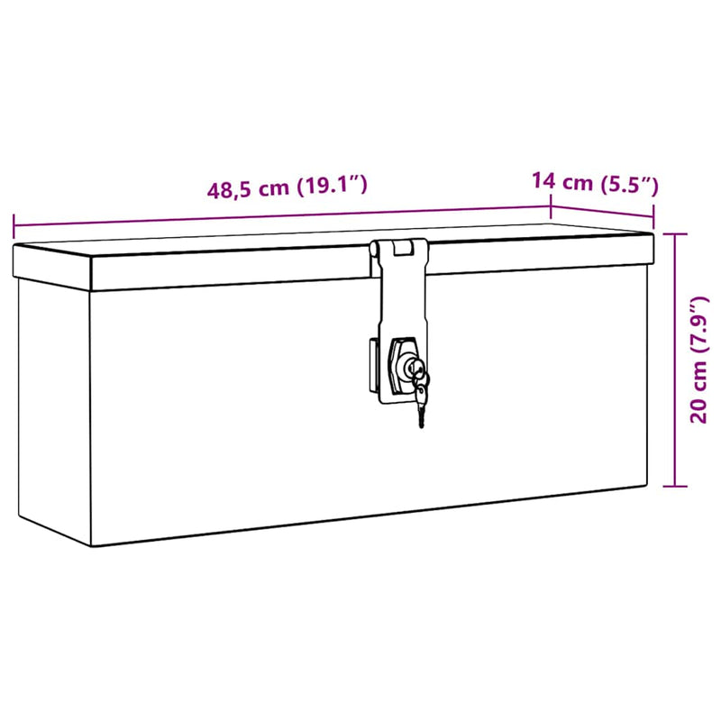 Cutie din aluminiu, 48,5 x 14 x 20 cm, argintiu