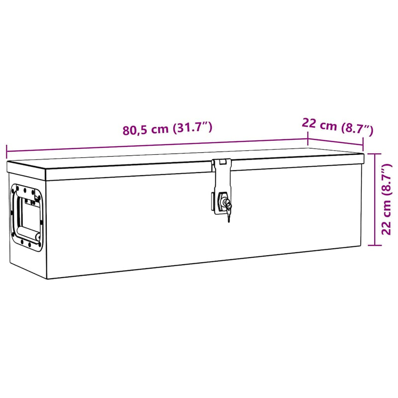 Cutie din aluminiu, 80,5 x 22 x 22 cm, argintiu