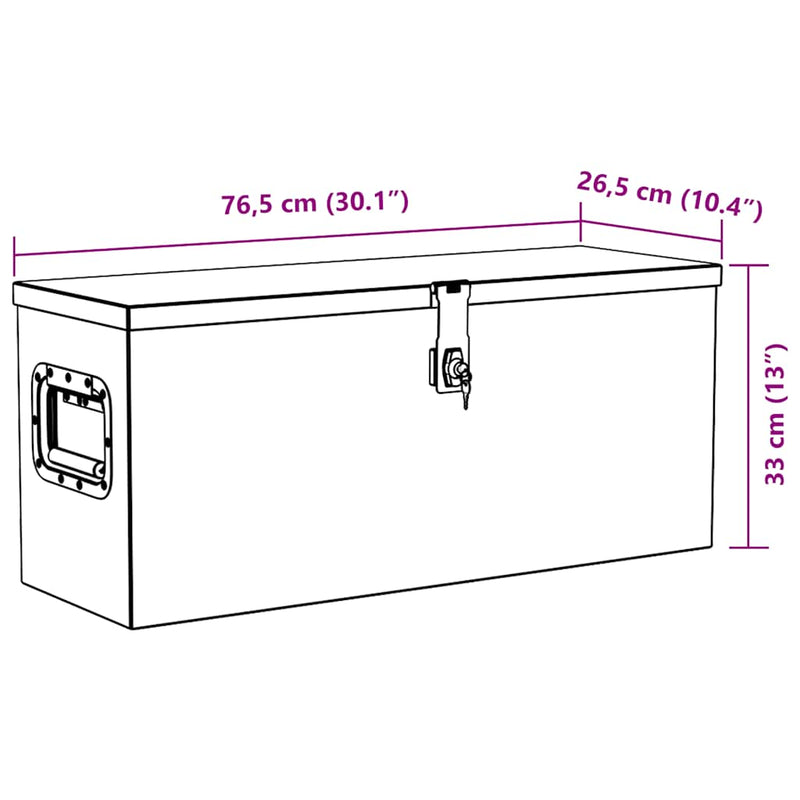 Cutie din aluminiu, 76,5 x 26,5 x 33 cm, argintiu