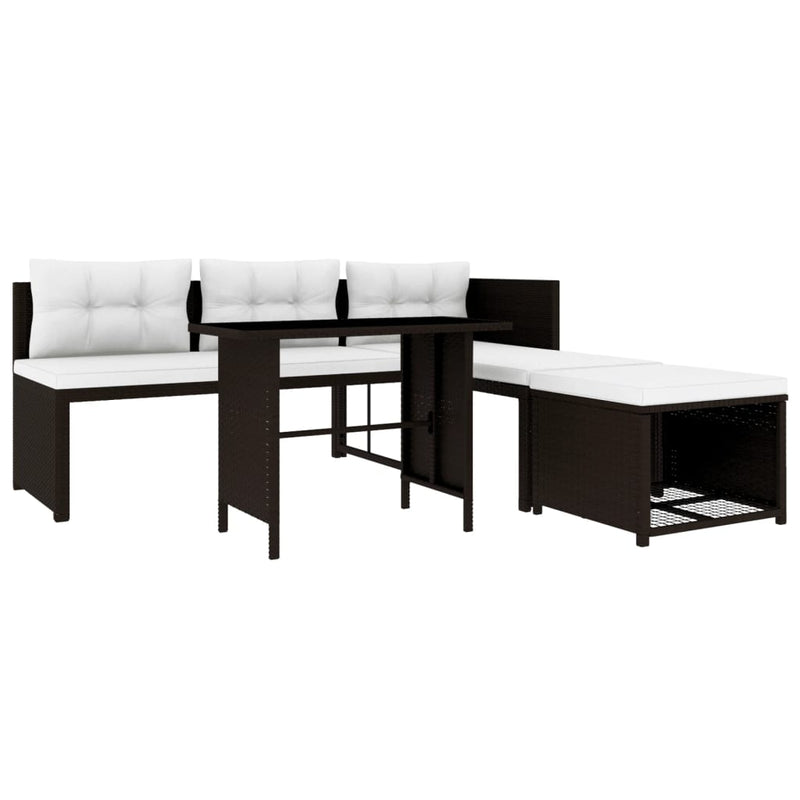 Set mobilier de grădină, 4 piese, maro, poliratan