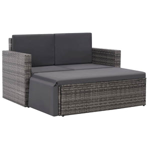 Set mobilier de grădină cu perne, 2 piese, gri, poliratan