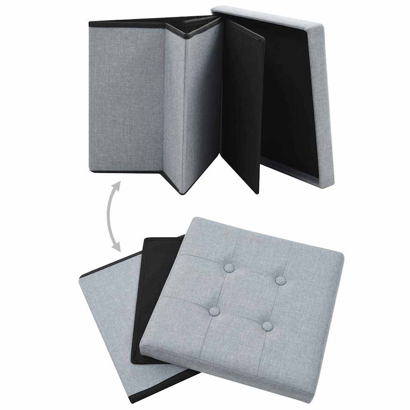Taburet de depozitare pliabil, gri deschis, textil
