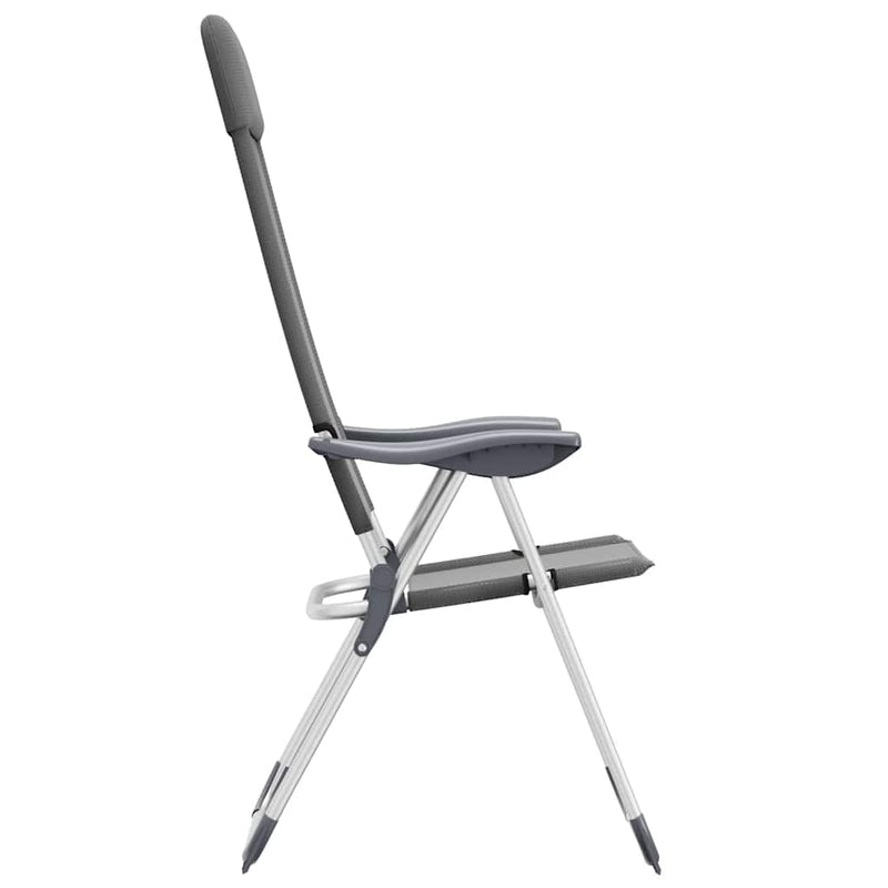 Scaune de camping pliante, 2 buc, gri, aluminiu